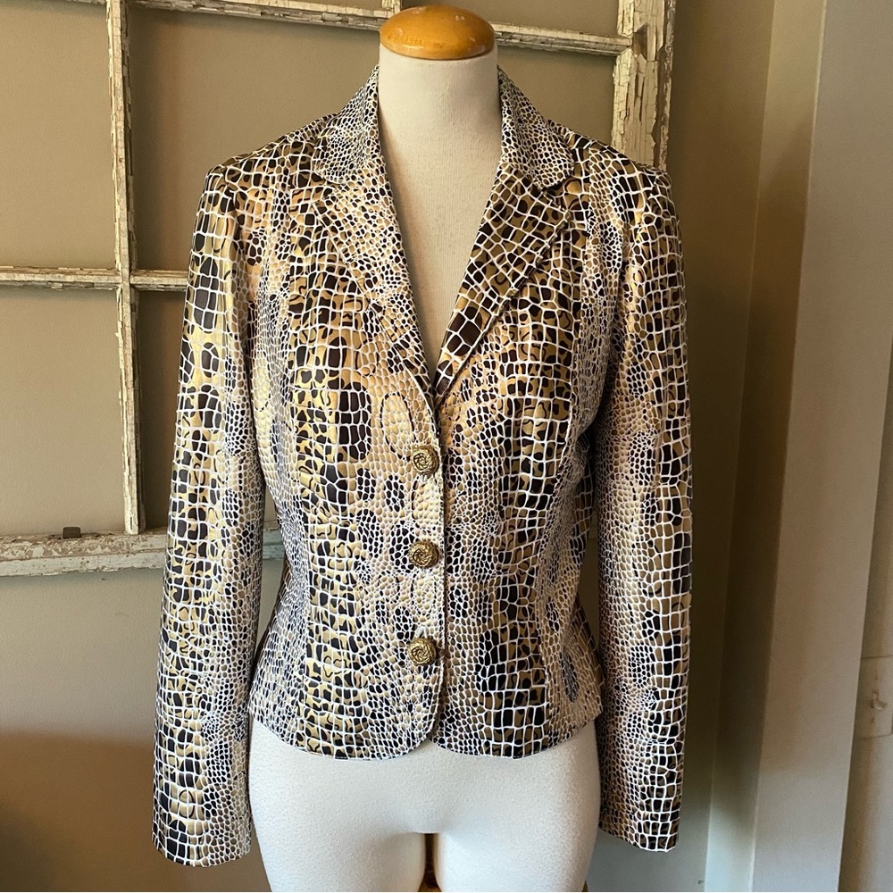 Joseph Ribkoff black and gold snakeskin print blazer. Made in 🇨🇦!